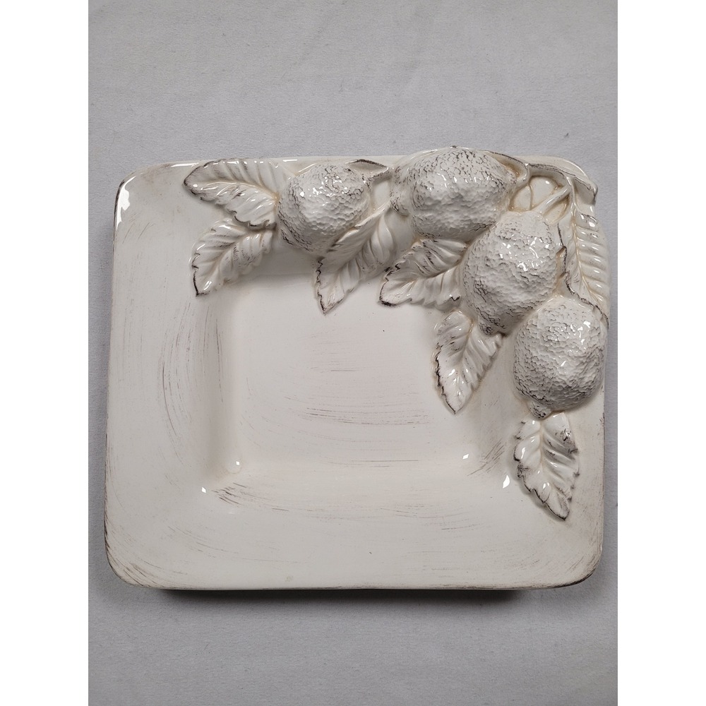 CARRARO Italy Square‎ Ceramic 3D Lemon Serving Plate Rustic Cottagecore NWOT